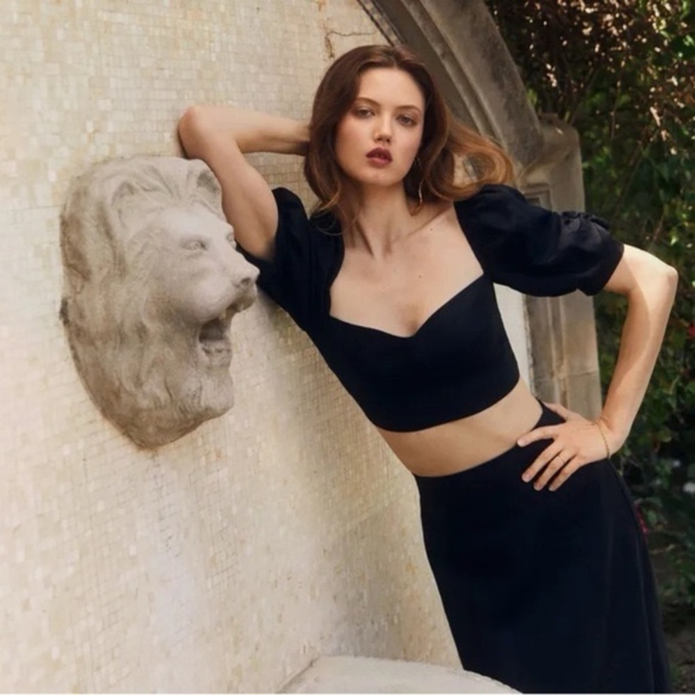 Reformation ‘Sunnie’ Puff Sleeve Crop Top